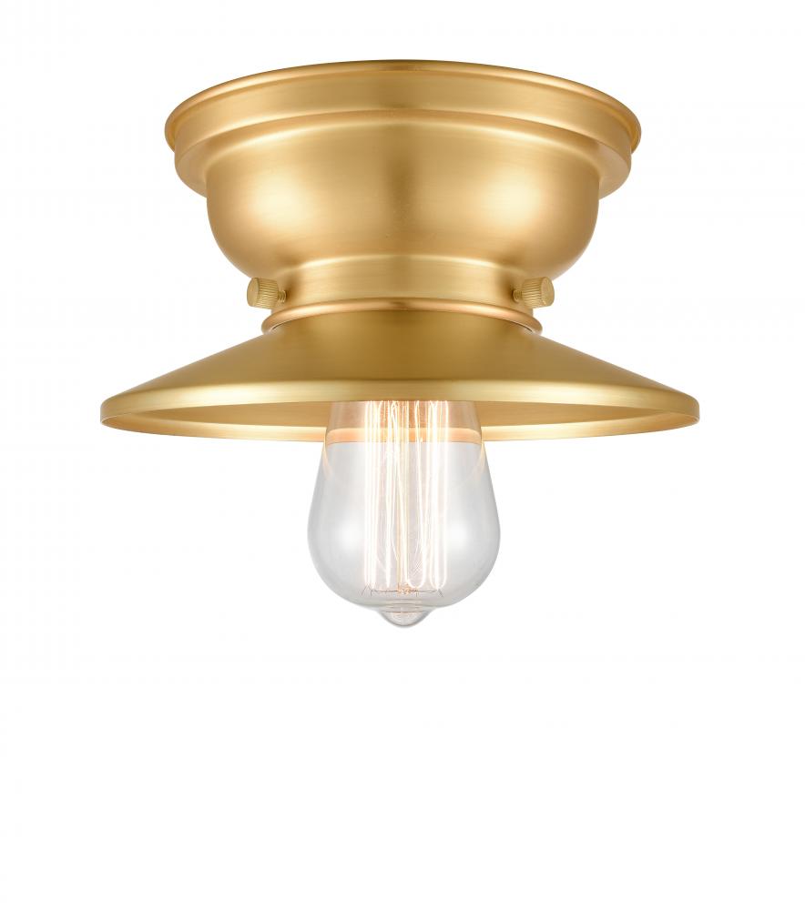 Railroad - 1 Light - 8 inch - Satin Gold - Flush Mount