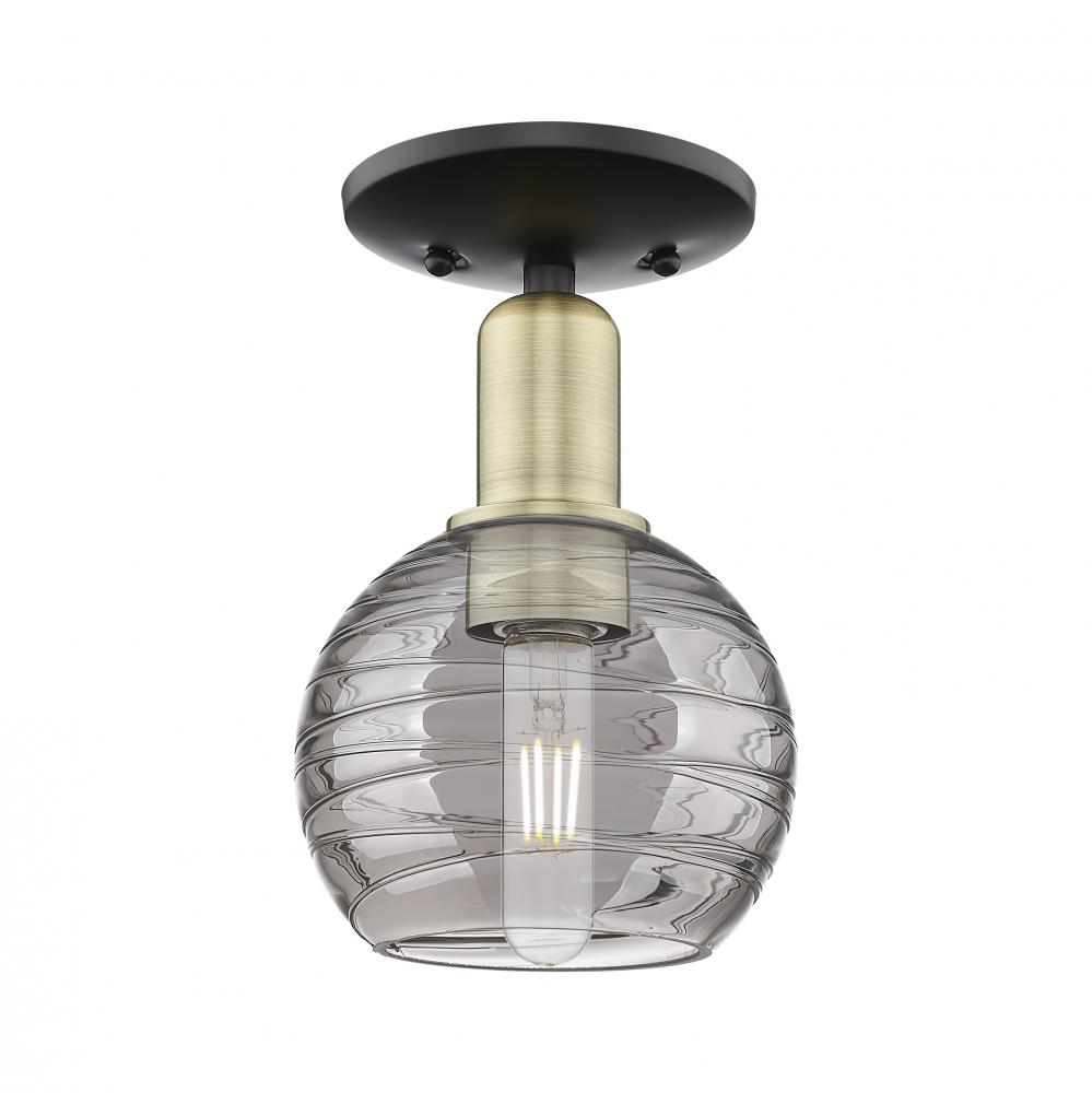 Athens Deco Swirl - 1 Light - 6 inch - Antique Brass - Semi-Flush Mount
