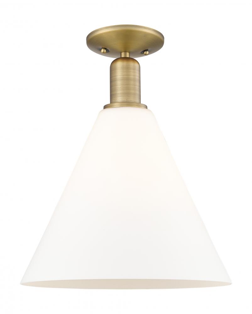 Berkshire Glass - 1 Light - 12 inch - Antique Brass - Semi-Flush Mount