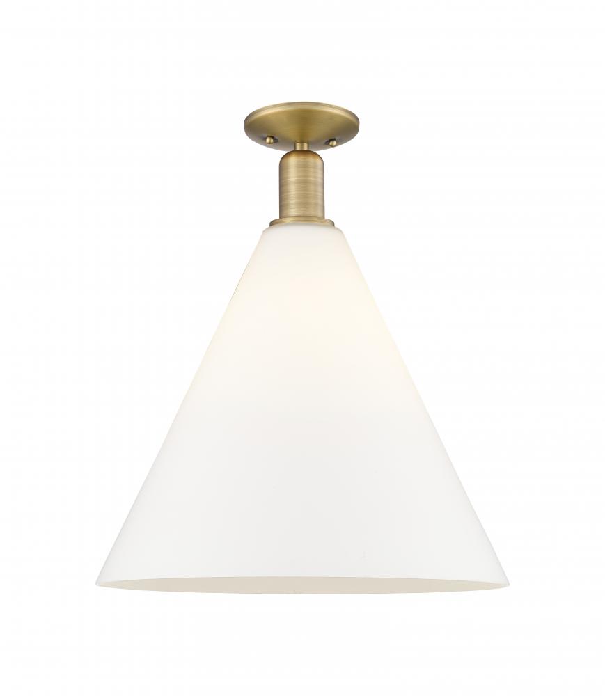 Berkshire Glass - 1 Light - 16 inch - Antique Brass - Semi-Flush Mount