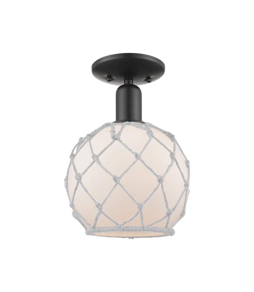 Farmhouse Rope - 1 Light - 8 inch - Matte Black - Semi-Flush Mount