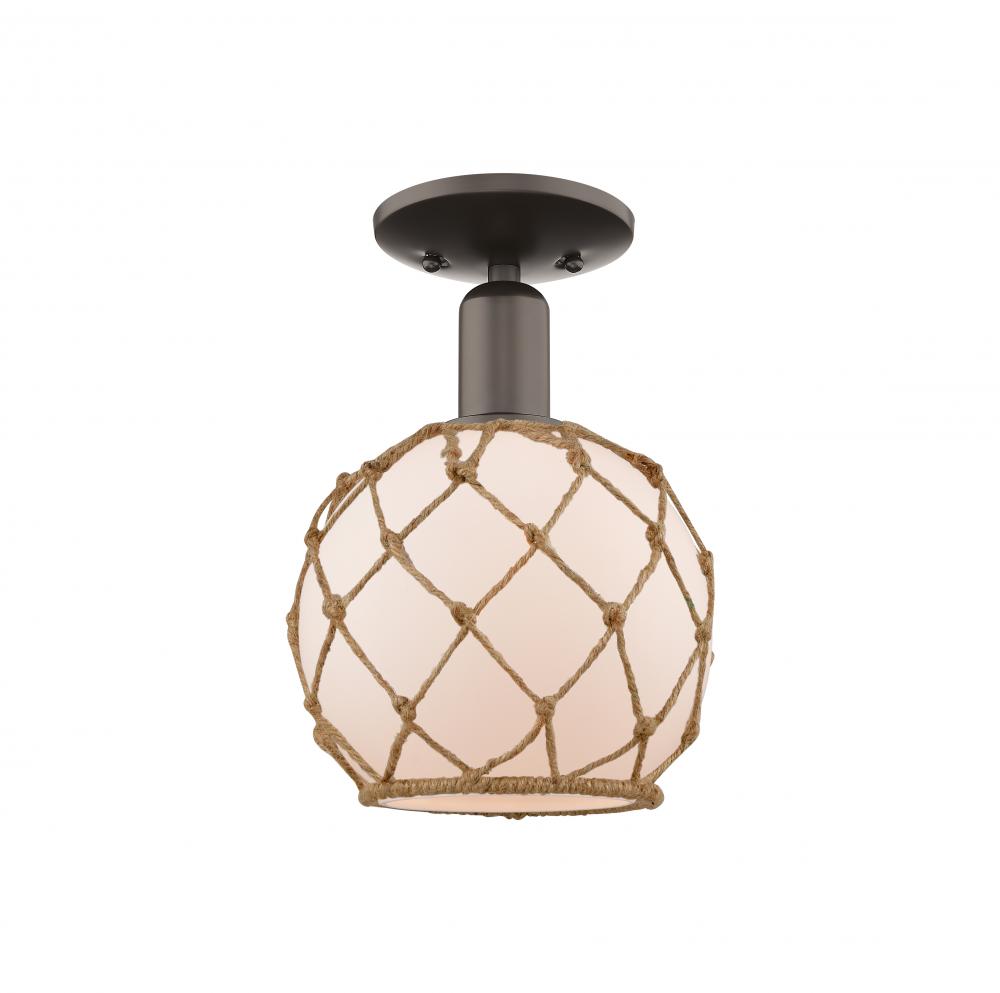Farmhouse Rope - 1 Light - 8 inch - Oil Rubbed Bronze - Semi-Flush Mount