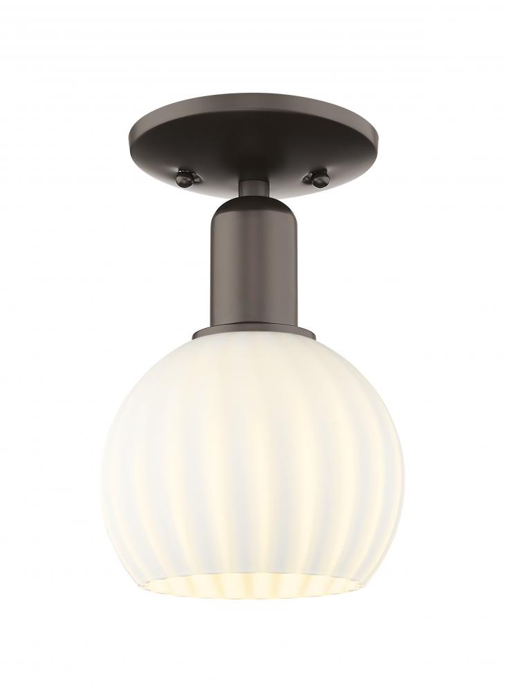 White Venetian - 1 Light - 6 inch - Oil Rubbed Bronze - Semi-Flush Mount