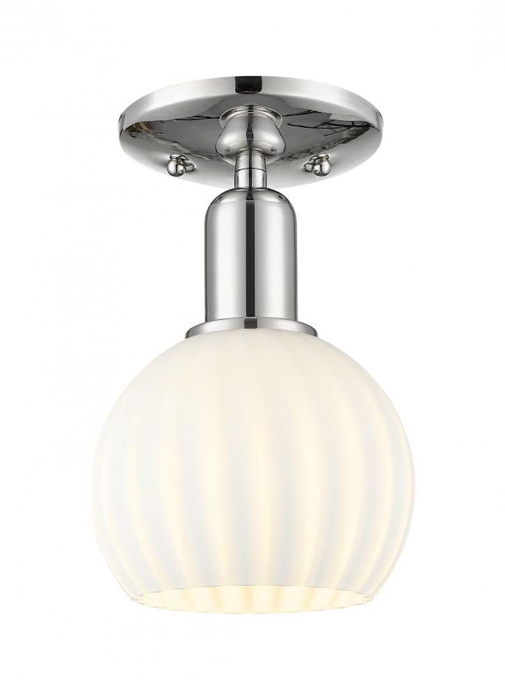 White Venetian - 1 Light - 6 inch - Polished Nickel - Semi-Flush Mount