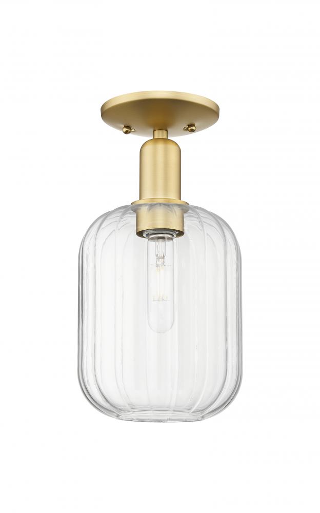 Preston Cylinder - 1 Light - 6 inch - Satin Gold - Semi-Flush Mount