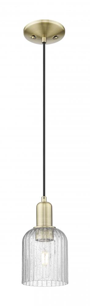 Bridal Veil - 1 Light - 6 inch - Antique Brass - Cord hung - Mini Pendant