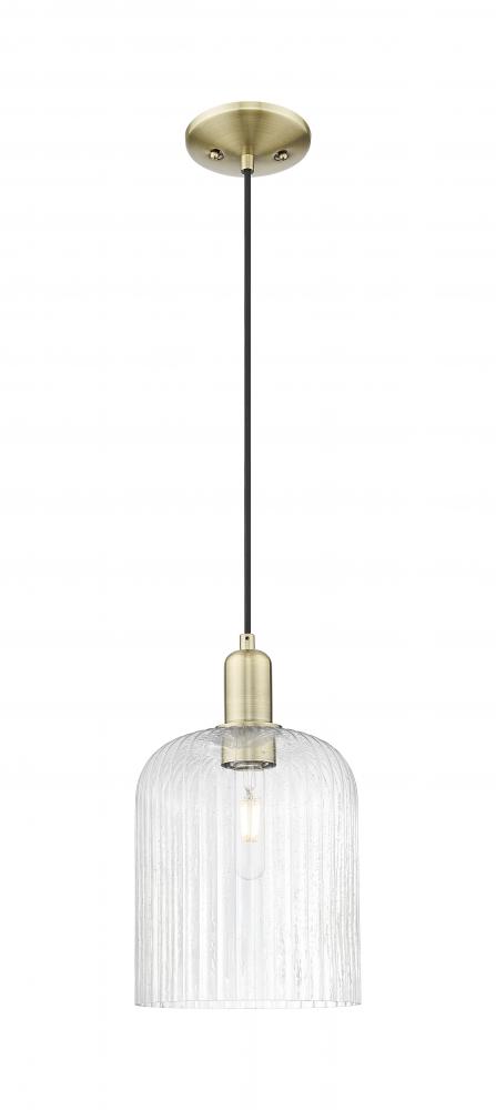 Bridal Veil - 1 Light - 8 inch - Antique Brass - Cord hung - Mini Pendant