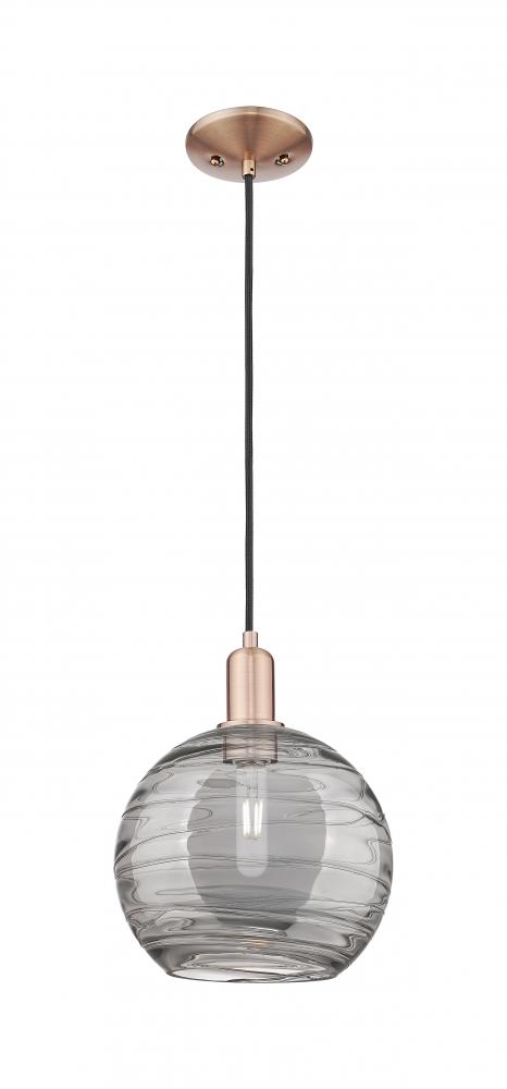 Athens Deco Swirl - 1 Light - 10 inch - Brushed Satin Nickel - Cord hung - Mini Pendant