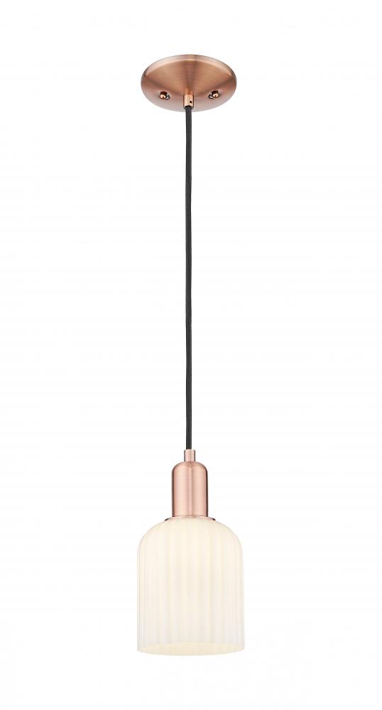 Bridal Veil - 1 Light - 6 inch - Antique Copper - Cord hung - Mini Pendant