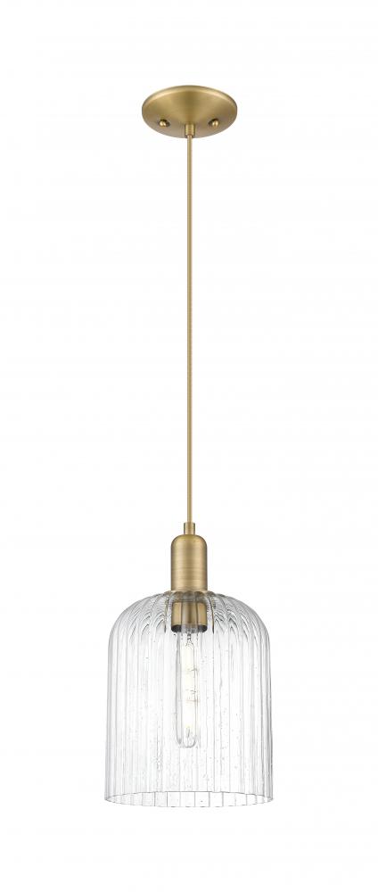 Bridal Veil - 1 Light - 8 inch - Brushed Brass - Cord hung - Mini Pendant