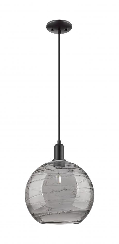 Athens Deco Swirl - 1 Light - 12 inch - Matte Black - Cord hung - Mini Pendant