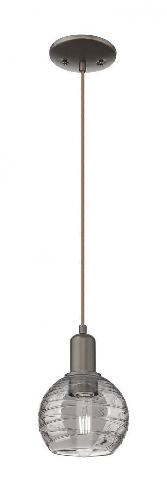 Athens Deco Swirl - 1 Light - 6 inch - Oil Rubbed Bronze - Cord hung - Mini Pendant