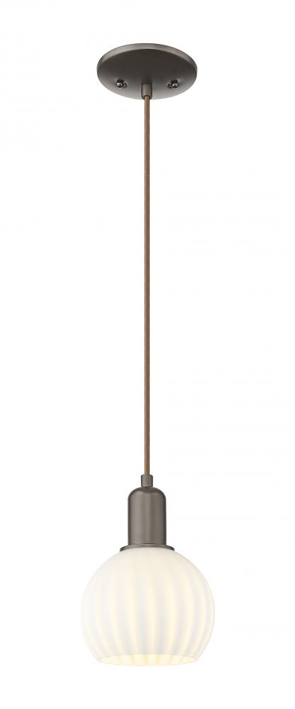 White Venetian - 1 Light - 6 inch - Oil Rubbed Bronze - Cord hung - Mini Pendant