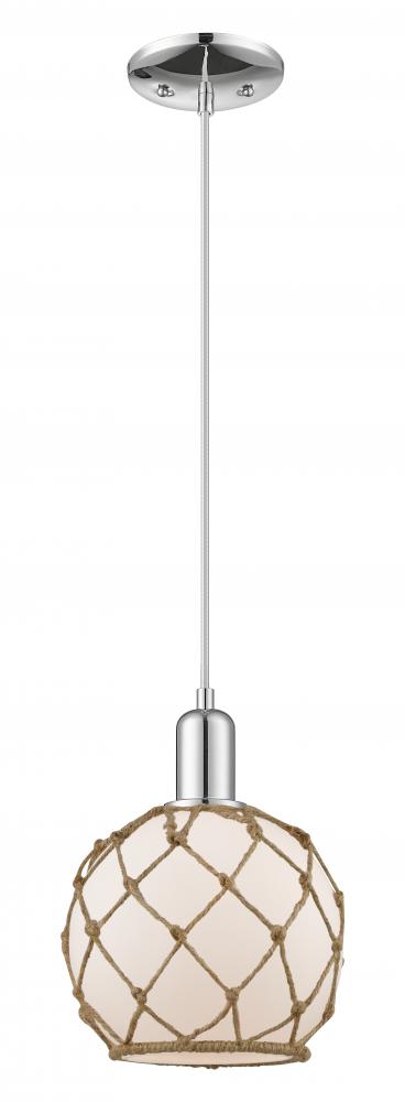 Farmhouse Rope - 1 Light - 8 inch - Polished Chrome - Cord hung - Mini Pendant