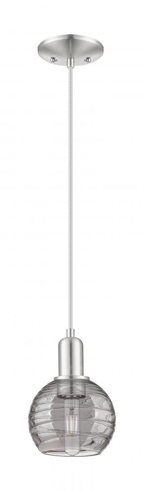 Athens Deco Swirl - 1 Light - 6 inch - Brushed Satin Nickel - Cord hung - Mini Pendant