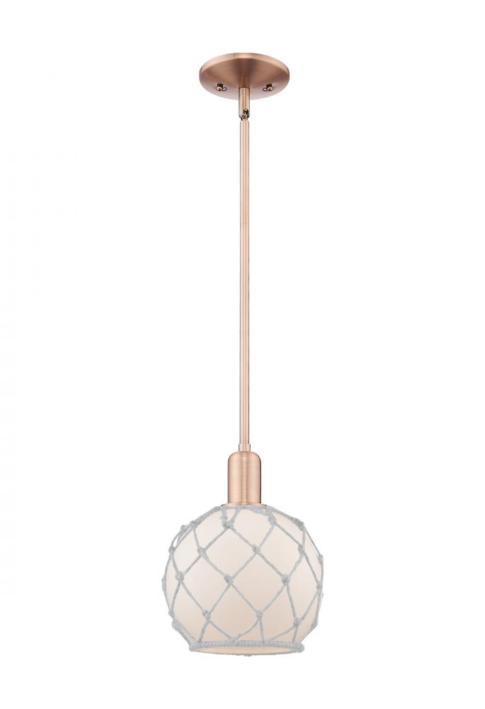 Farmhouse Rope - 1 Light - 8 inch - Antique Copper - Stem hung - Mini Pendant