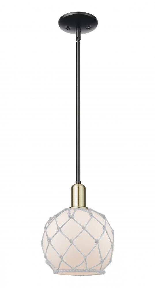Farmhouse Rope - 1 Light - 8 inch - Black Antique Brass - Stem hung - Mini Pendant