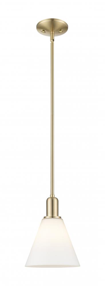 Berkshire Glass - 1 Light - 8 inch - Champagne Bronze - Stem hung - Mini Pendant