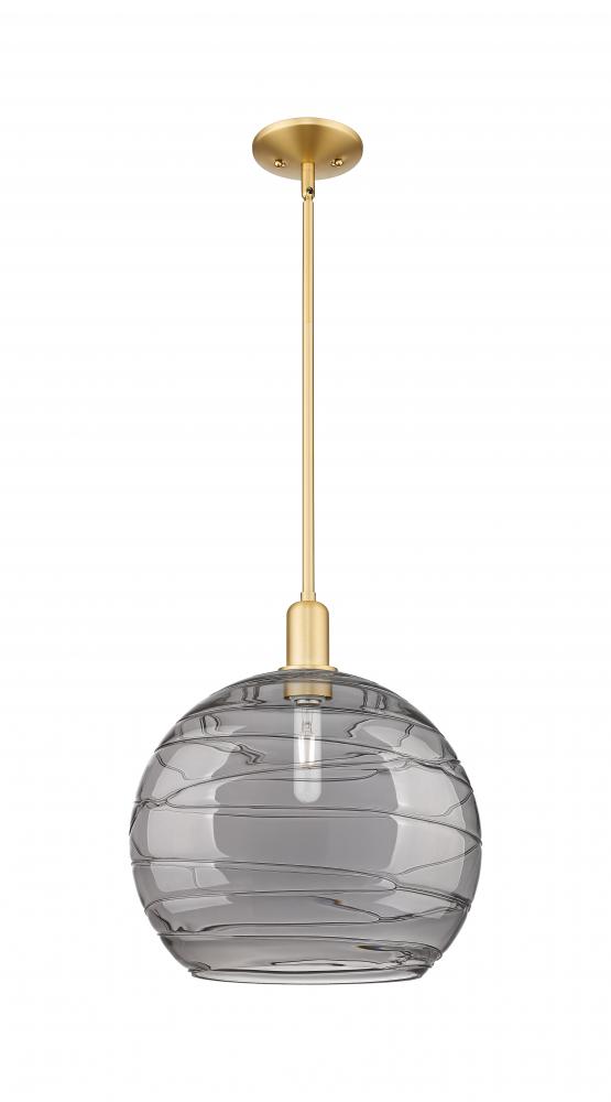 Athens Deco Swirl - 1 Light - 14 inch - Satin Gold - Stem hung - Mini Pendant