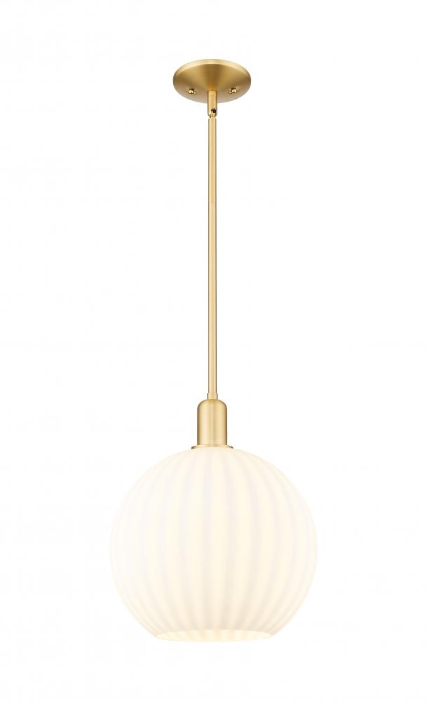 White Venetian - 1 Light - 12 inch - Satin Gold - Stem hung - Mini Pendant
