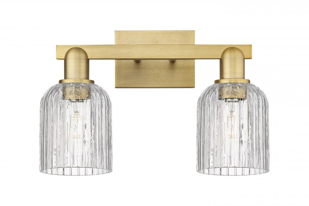 Bridal Veil - 2 Light - 16 inch - Brushed Brass - Bath Vanity Light