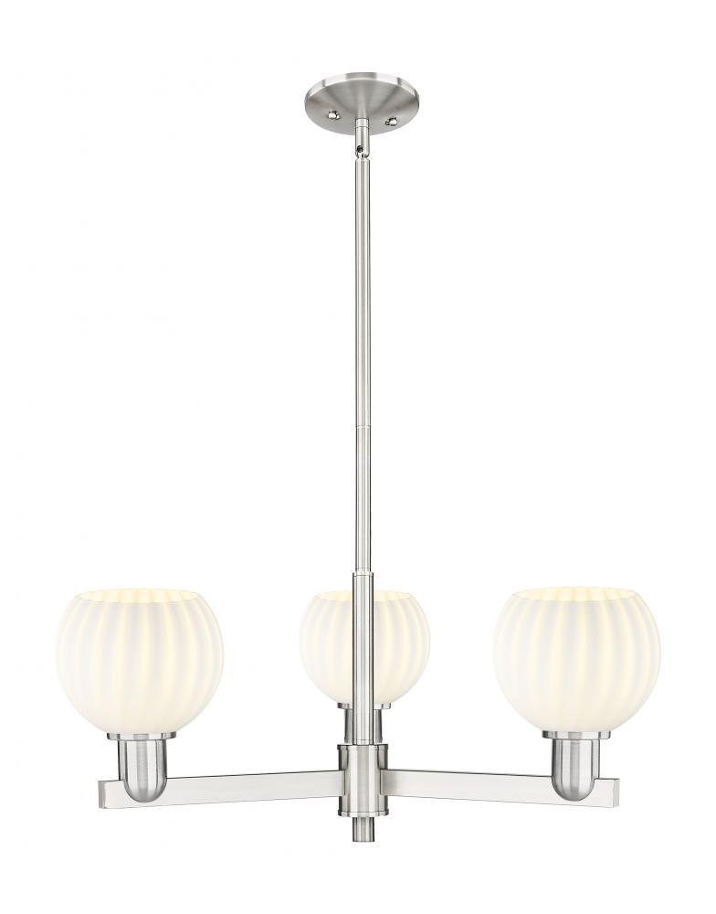 White Venetian - 3 Light - 28 inch - Polished Chrome - Stem hung - Flush Mount