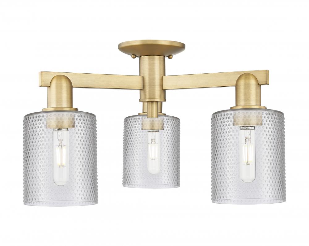 Cobbleskill - 3 Light - 23 inch - Brushed Brass - Semi-Flush Mount