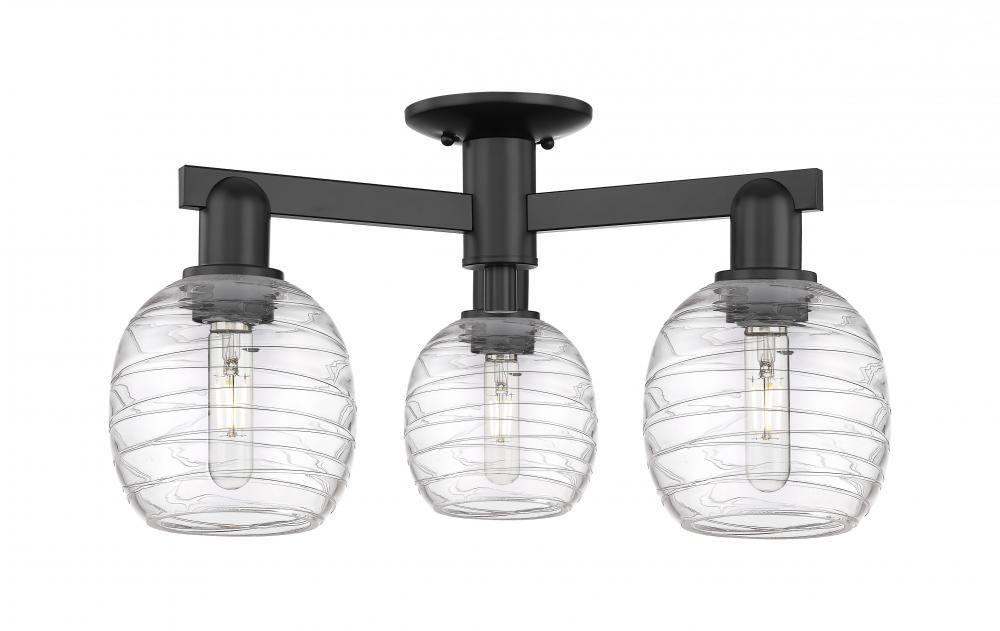 Belfast - 3 Light - 24 inch - Black Antique Brass - Semi-Flush Mount