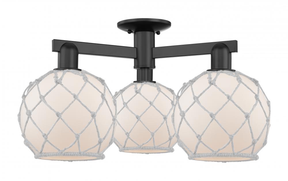 Farmhouse Rope - 3 Light - 26 inch - Black Antique Brass - Semi-Flush Mount