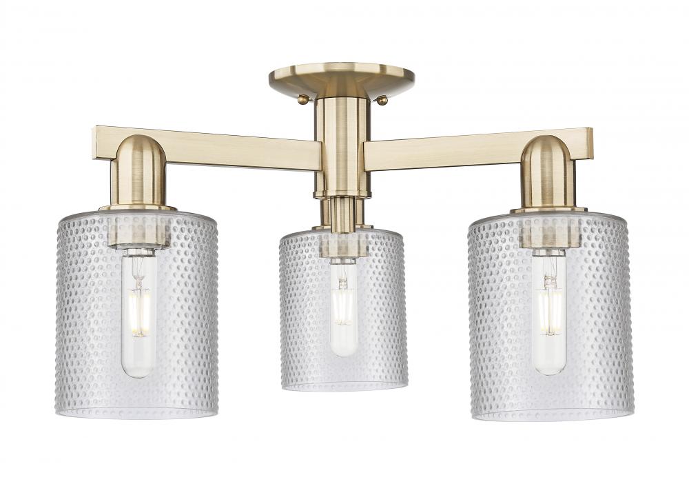 Cobbleskill - 3 Light - 23 inch - Champagne Bronze - Semi-Flush Mount