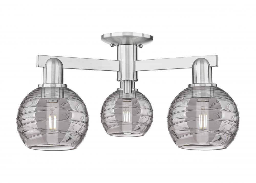 Athens Deco Swirl - 3 Light - 6 inch - Brushed Satin Nickel - Semi-Flush Mount