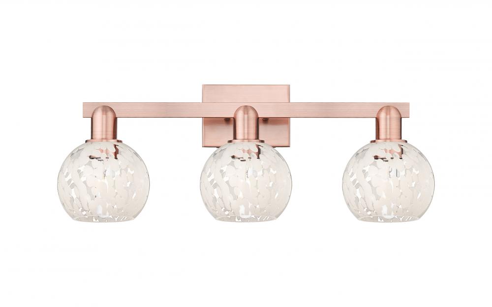 White Mouchette - 3 Light - 25 inch - Champagne Bronze - Bath Vanity Light