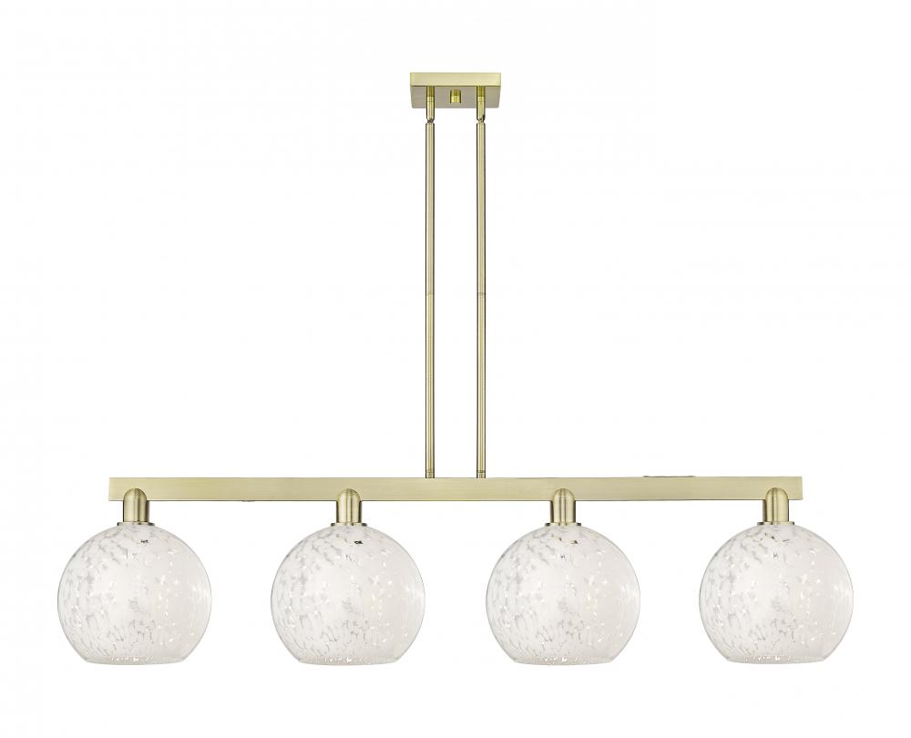 White Mouchette - 4 Light - 53 inch - Brushed Brass - Stem hung - Island Light