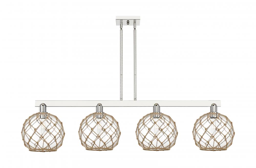 Farmhouse Rope - 4 Light - 53 inch - Polished Nickel - Stem hung - Island Light