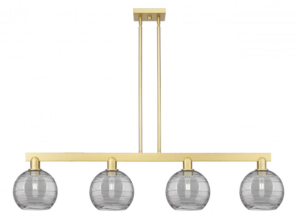Athens Deco Swirl - 4 Light - 51 inch - Satin Gold - Stem hung - Island Light