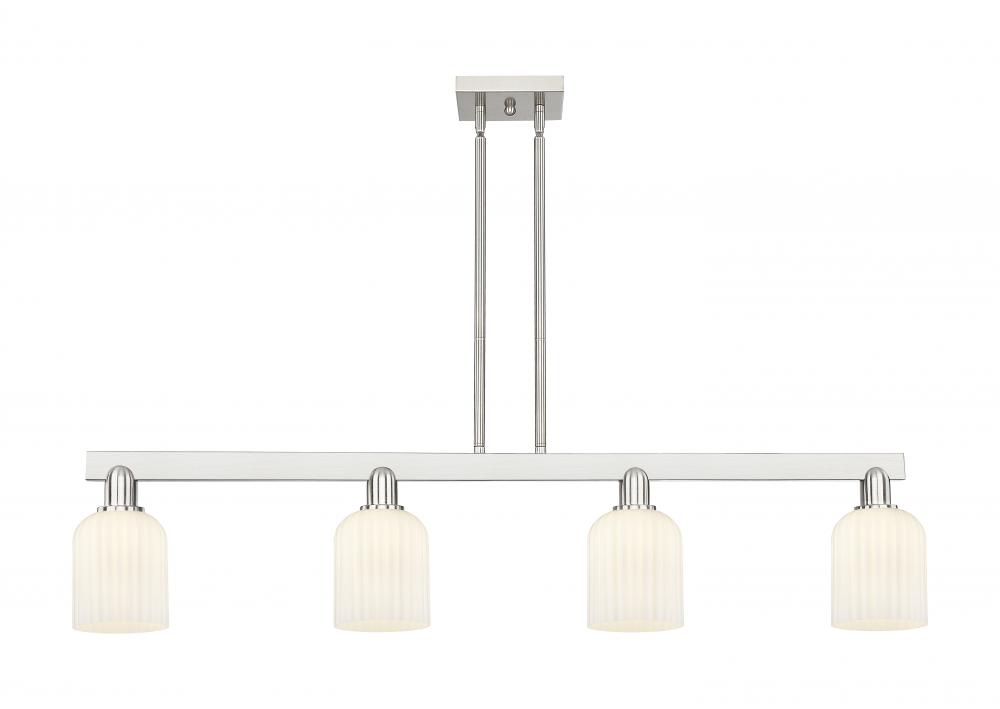 Bridal Veil - 4 Light - 48 inch - Brushed Satin Nickel - Cord hung - Island Light