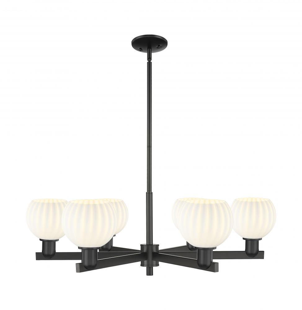 White Venetian - 6 Light - 36 inch - Antique Copper - Stem hung - Chandelier