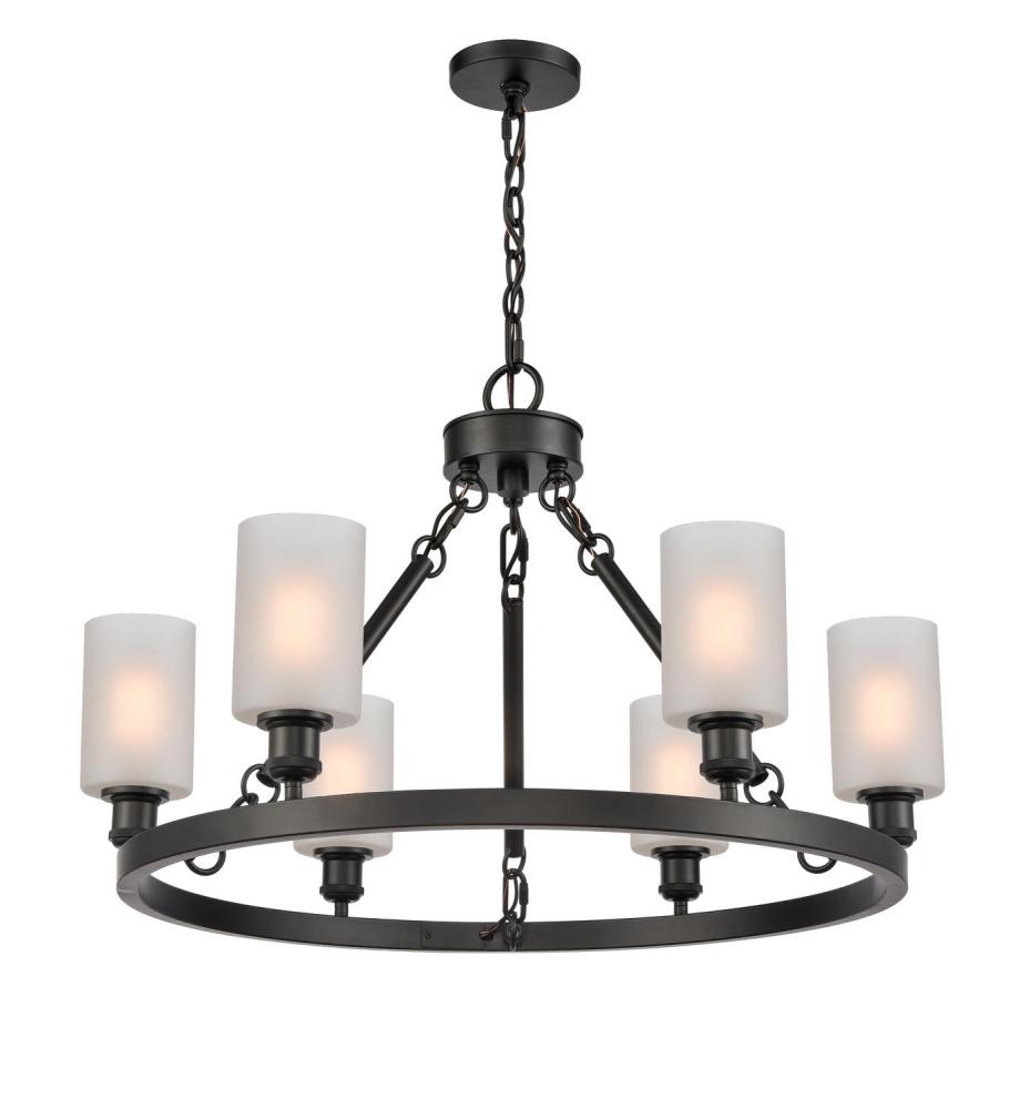 Clymer - 6 Light - 30 inch - Matte Black - Chain Hung - Chandelier