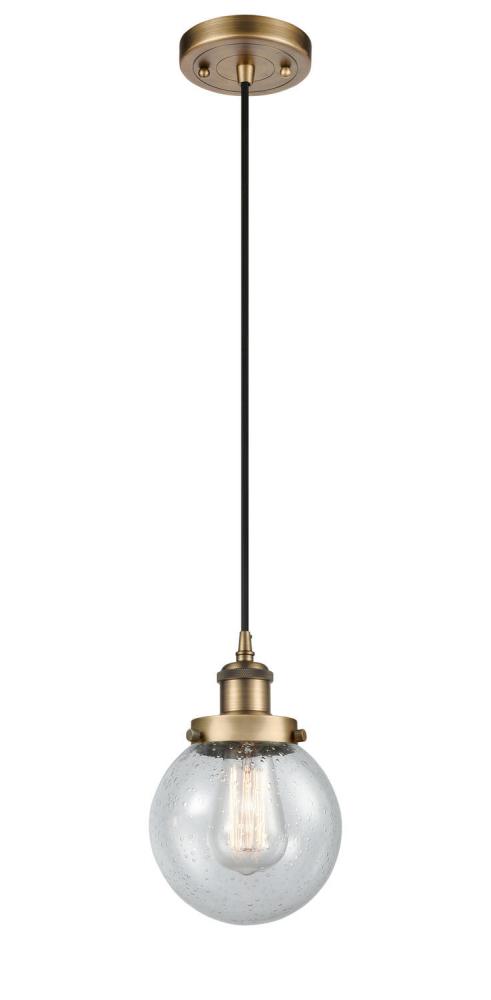 Beacon - 1 Light - 6 inch - Brushed Brass - Cord hung - Mini Pendant