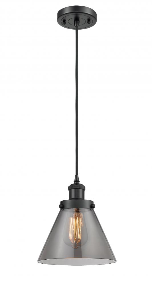 Cone - 1 Light - 8 inch - Matte Black - Cord hung - Mini Pendant