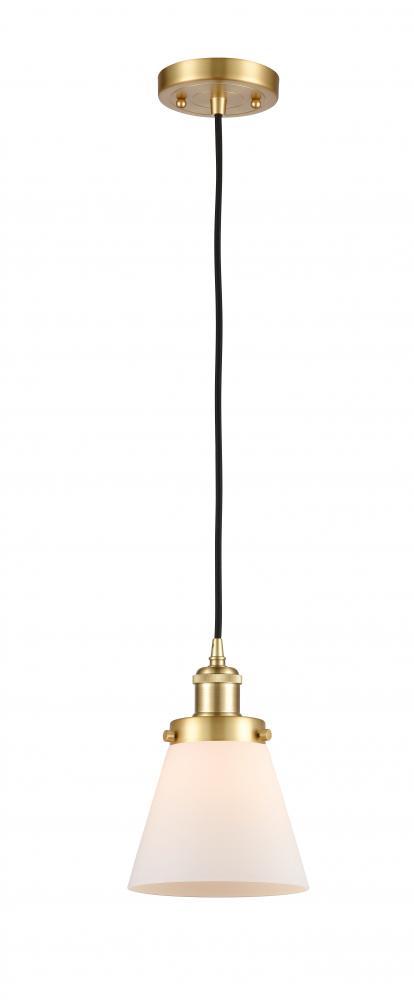 Cone - 1 Light - 6 inch - Satin Gold - Cord hung - Mini Pendant