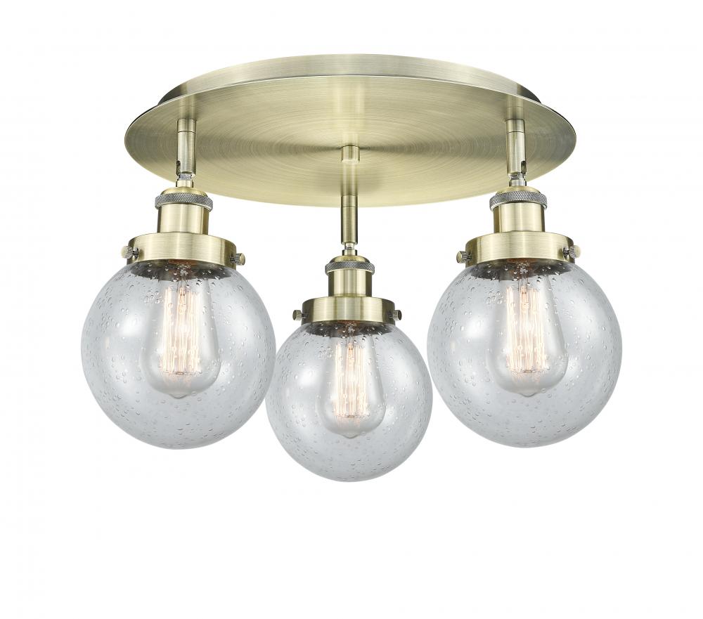 Beacon - 3 Light - 18 inch - Antique Brass - Flush Mount