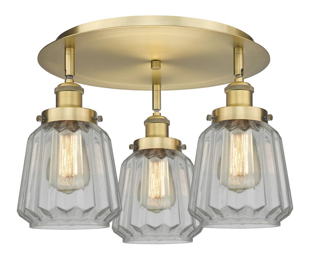 Chatham - 3 Light - 19 inch - Brushed Brass - Flush Mount