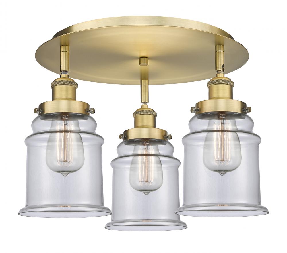 Canton - 3 Light - 18 inch - Brushed Brass - Flush Mount