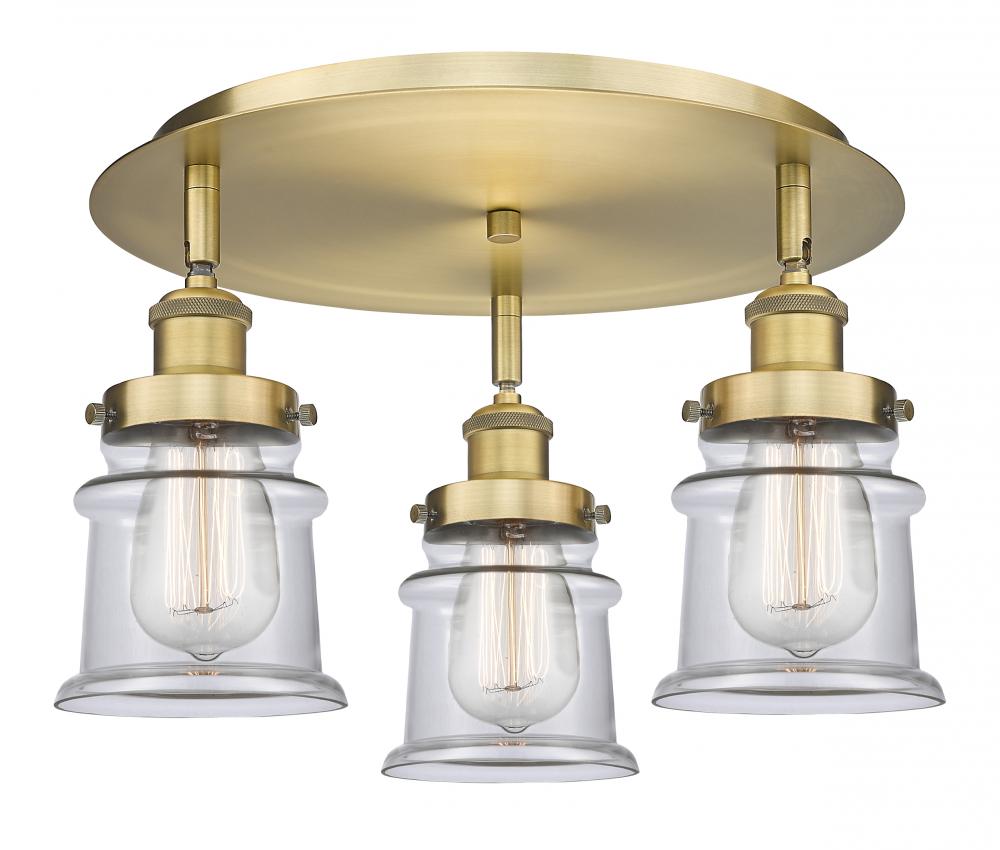 Canton - 3 Light - 17 inch - Brushed Brass - Flush Mount