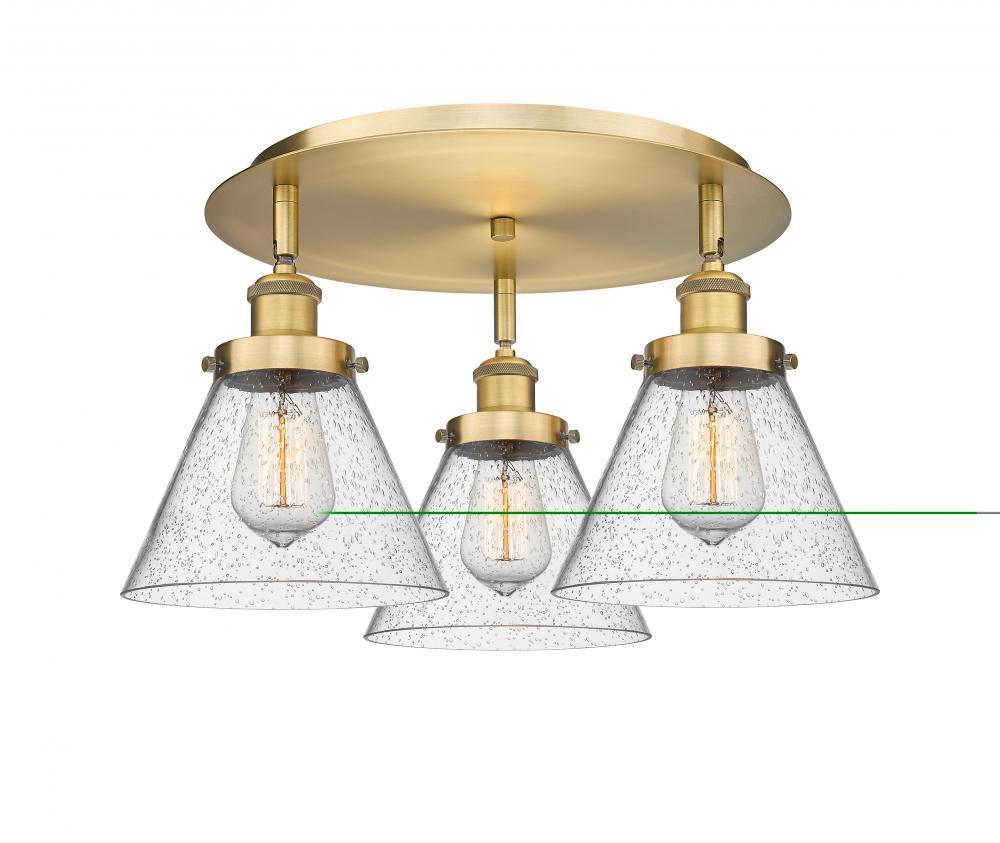 Cone - 3 Light - 20 inch - Brushed Brass - Flush Mount