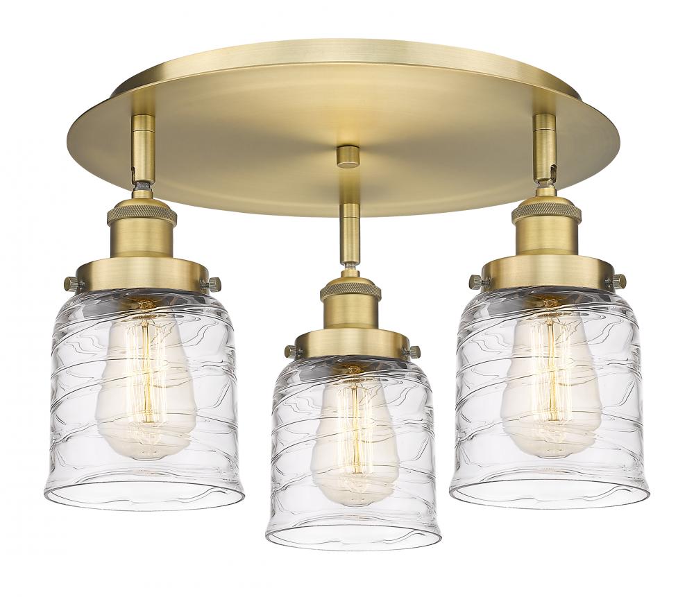 Bell - 3 Light - 17 inch - Brushed Brass - Flush Mount