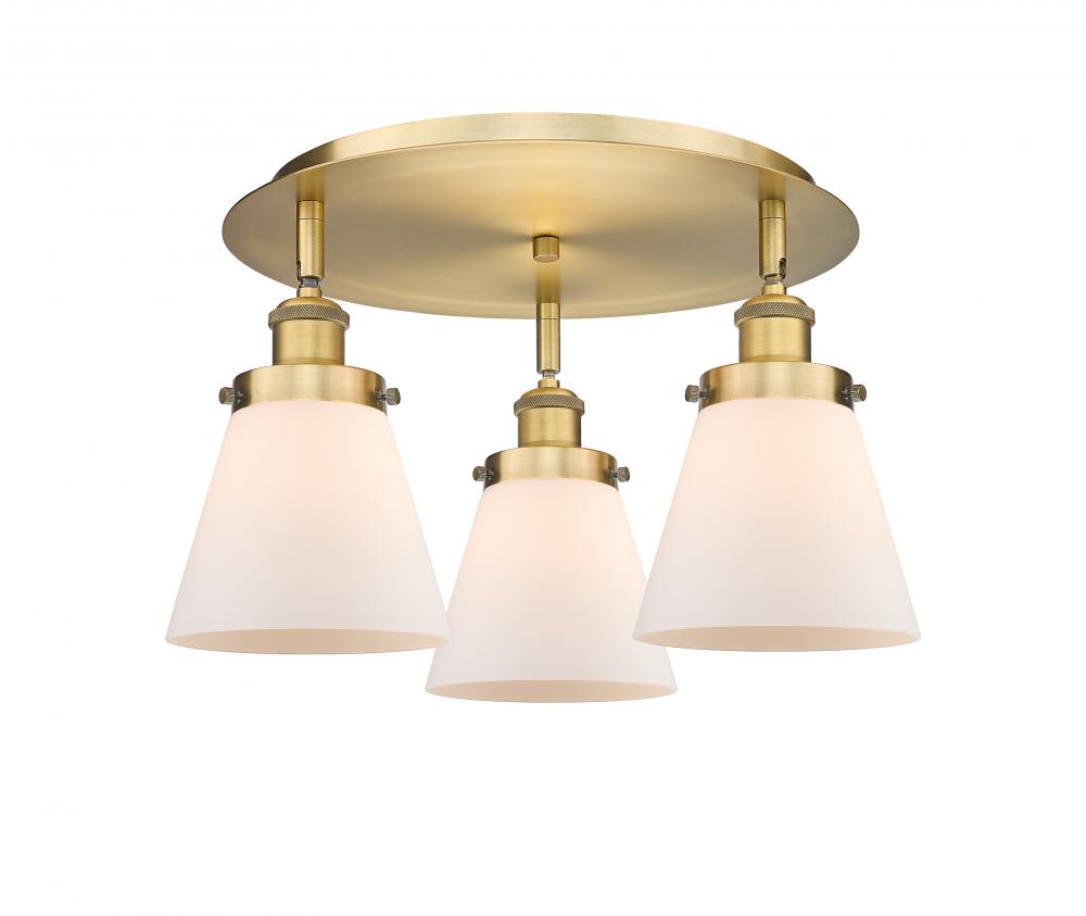 Cone - 3 Light - 18 inch - Brushed Brass - Flush Mount