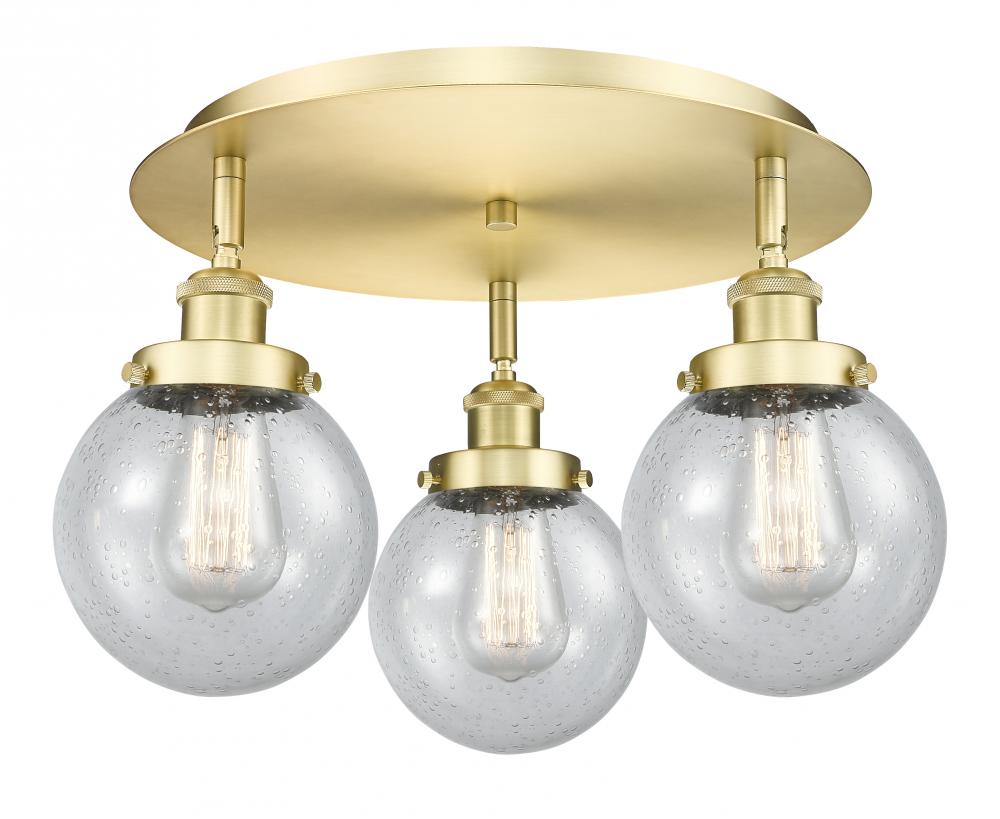 Beacon - 3 Light - 18 inch - Satin Gold - Flush Mount