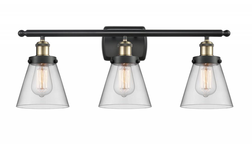 Cone - 3 Light - 26 inch - Black Antique Brass - Bath Vanity Light